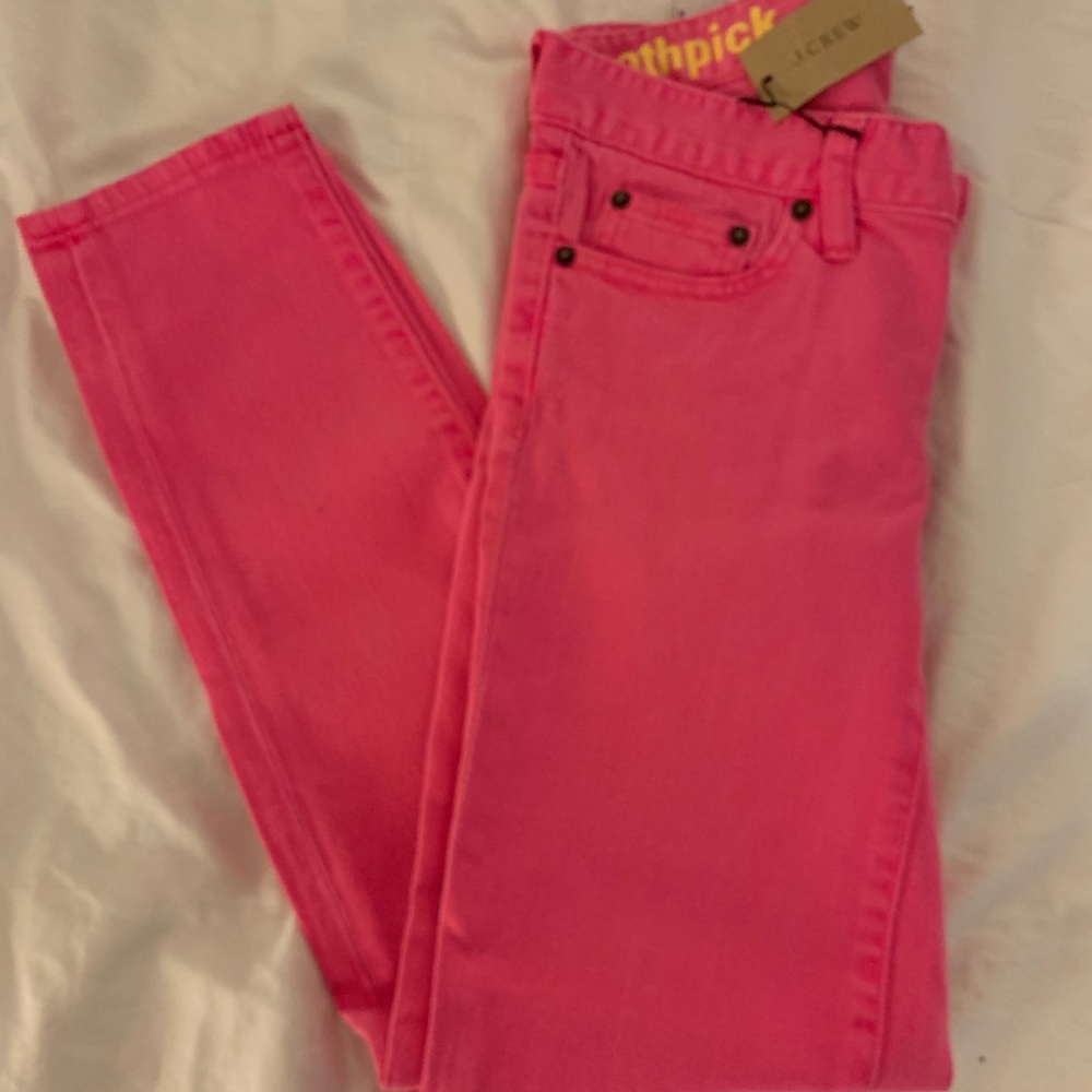 JCrew Bright Pink Toothpick Stretch Jeans